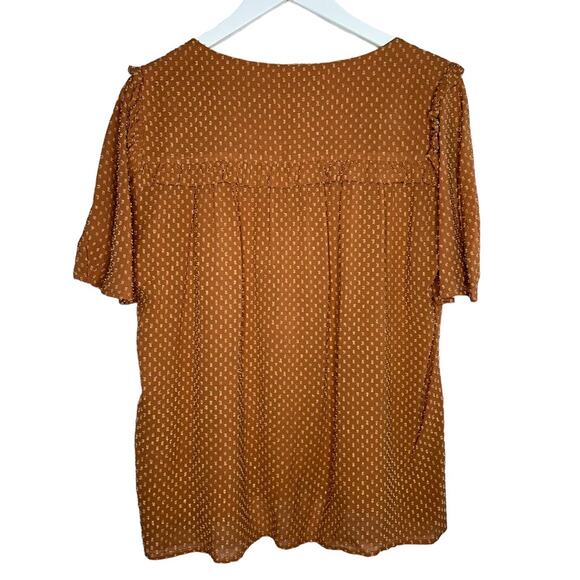 Johnny Was Brown Archer Flare Top Viscose Cotton Blend Lightweight Blouse Large - Picture 6 of 10